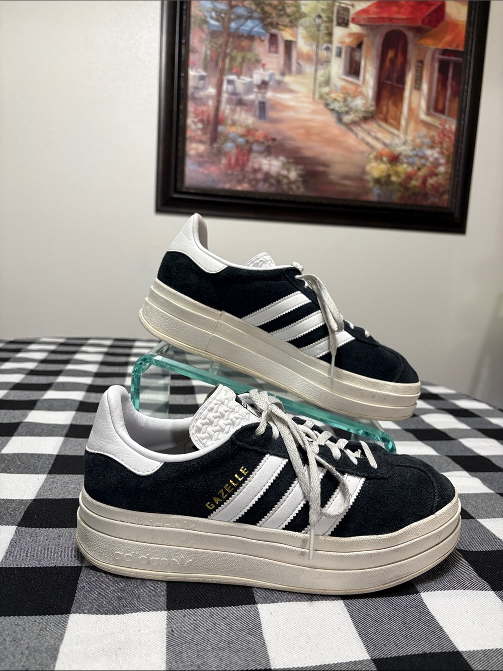 Adidas Gazelle Bold Platform Sneaker Shoes Size 8.5 Women's Suede Leather Black